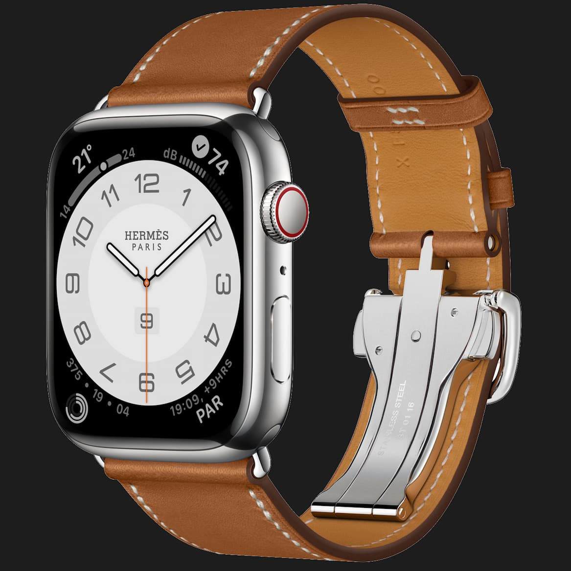 Silver stainless steel case with single tour deployment online buckle